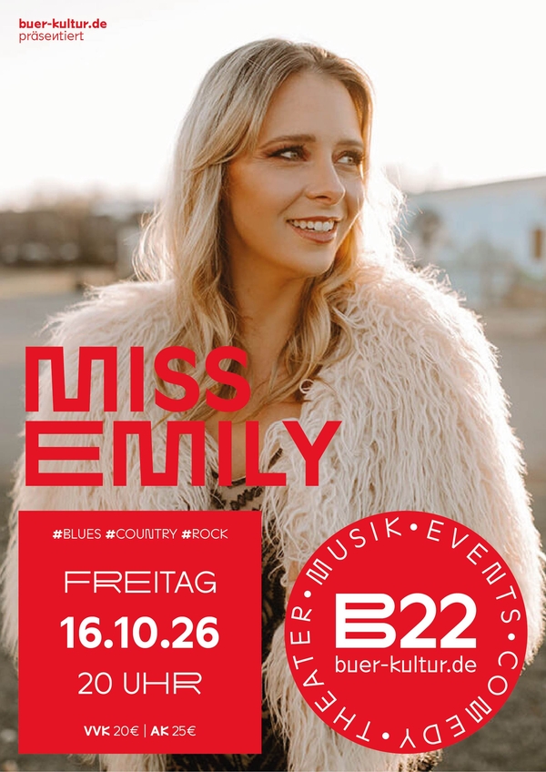 Miss Emily | Blues–Country–Rock | Fr.16.10.2026 | B22