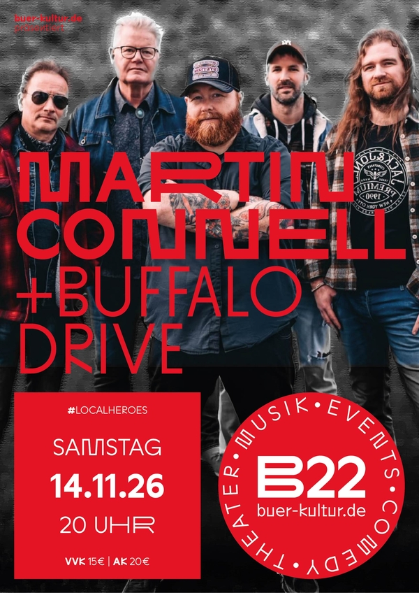 Martin Connell & Buffalo Drive | Country–Rock | Sa. 14.11.2026 | B22